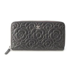 Chanel Leather CC Logo Camellia Chaco Le Grey